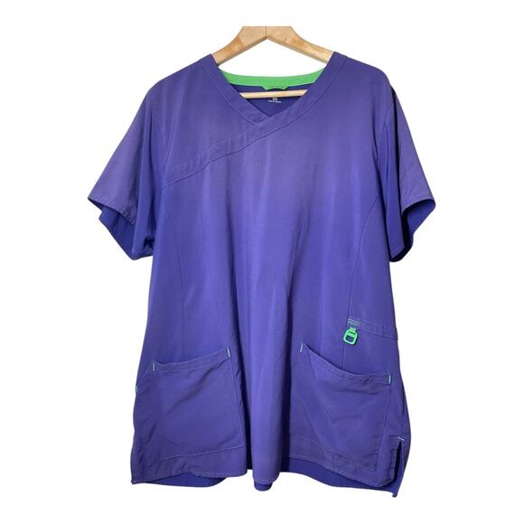Carhartt Womens Scrub Top Shirt Force Purple Size 2X  XXL V-Neck Stretch - Picture 1 of 6